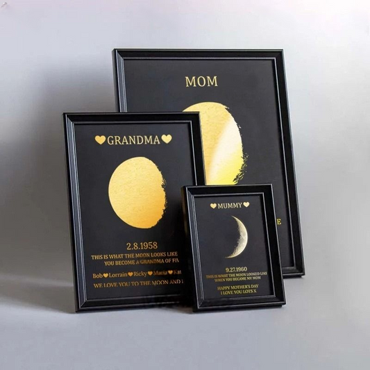 Custom Moon Phase Frame With Text & Date- Commemorative Gift